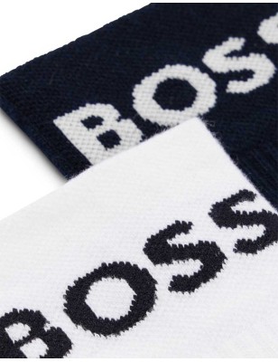 BOSS - Calze corte in misto cotone con logo in confezione da due